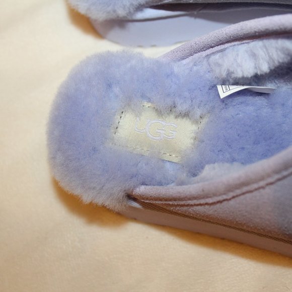 NIB UGG WOMEN'S DISCOQUETTE SUEDE SHEARLING LINED SLIP ON SLIPPERS LAVENDER FOG - Picture 5 of 8